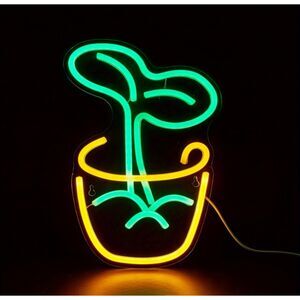 LED Neon Seed Plant in a Flower Pot Light Wall or Desk 12" x 7.9"